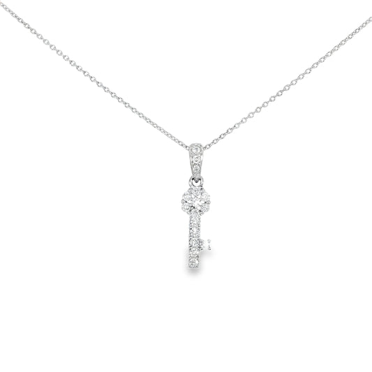 18k White Gold Key Pendant Necklace