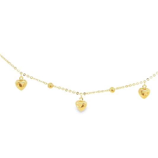 21k Heart Charms Necklace