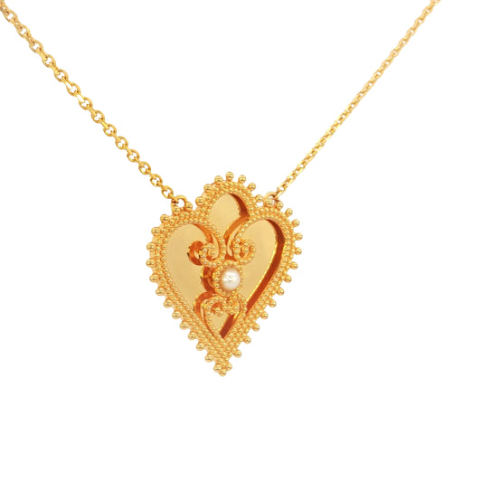 21k Necklace with Natural Bahraini Pearl