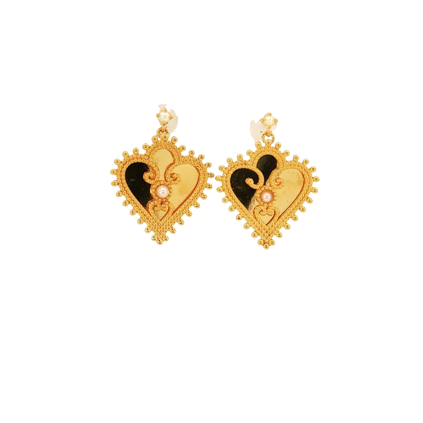 21k Earrings with Bahraini Pearls