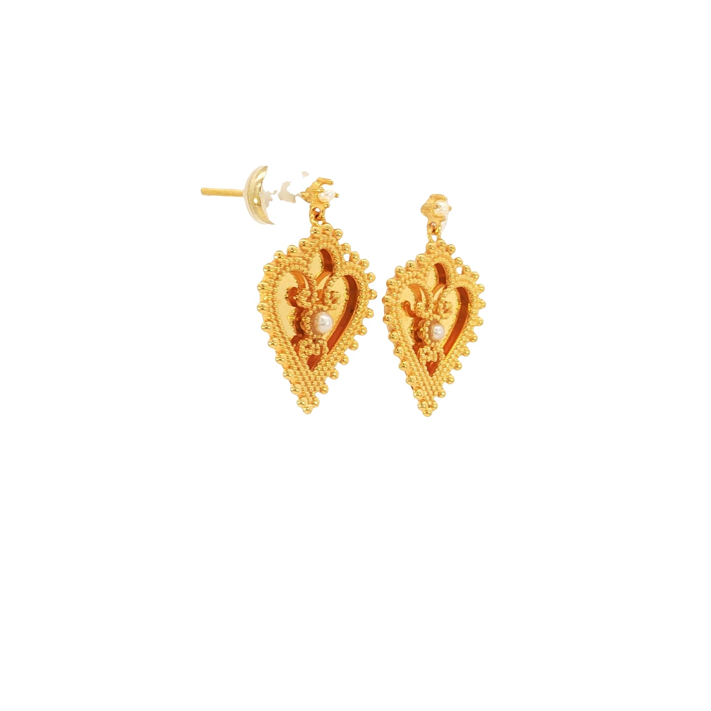 21k Earrings with Bahraini Pearls