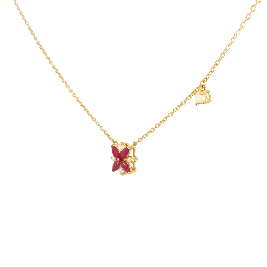 Single Ruby Toleen with Bahraini Pearls Necklace