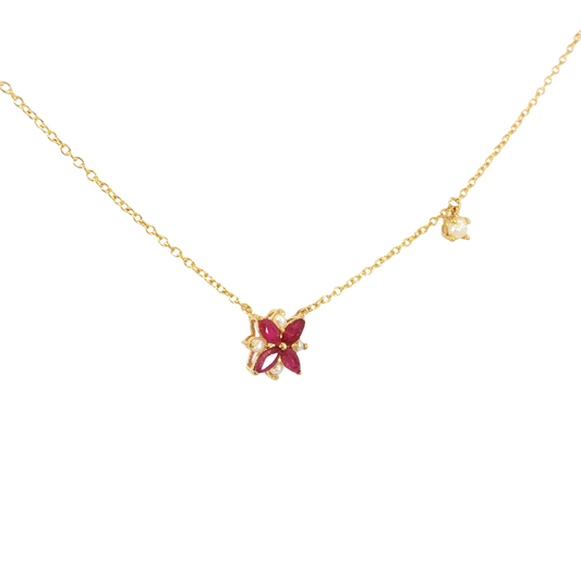 Single Ruby Toleen with Bahraini Pearls Necklace