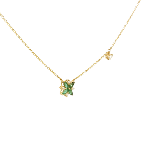 Single Emerald Toleen with Bahraini Pearls Necklace