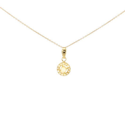 18kYellow Gold Chain Necklace with Round Bahraini Pearl Pendant