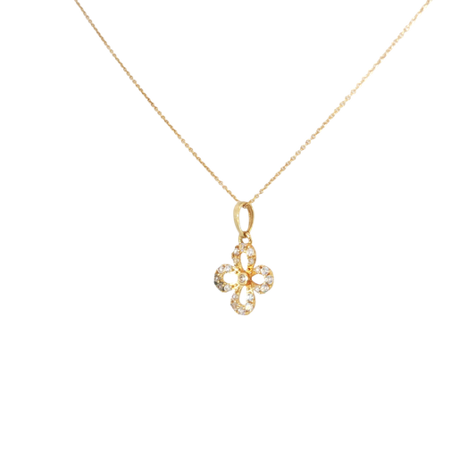 18k Yellow Gold Clover Charm Necklace