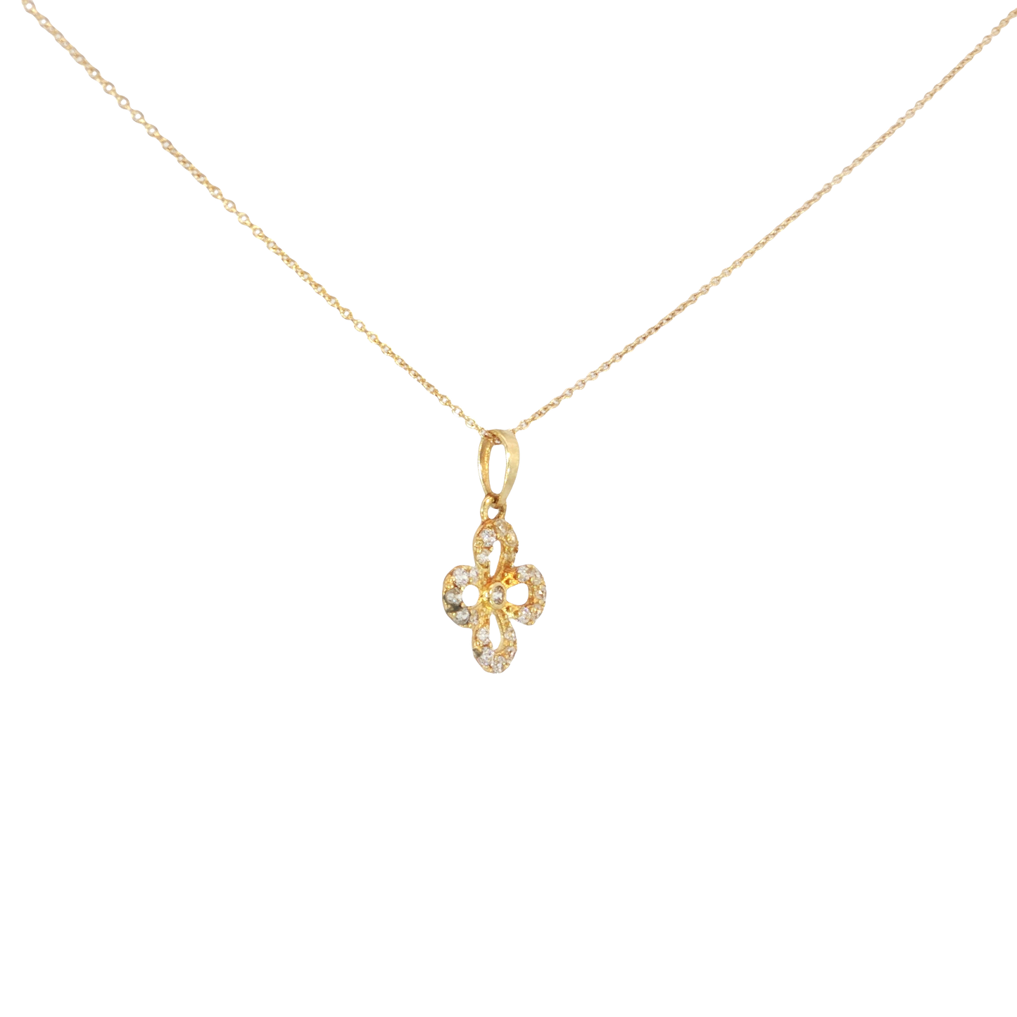 18k Yellow Gold Clover Charm Necklace