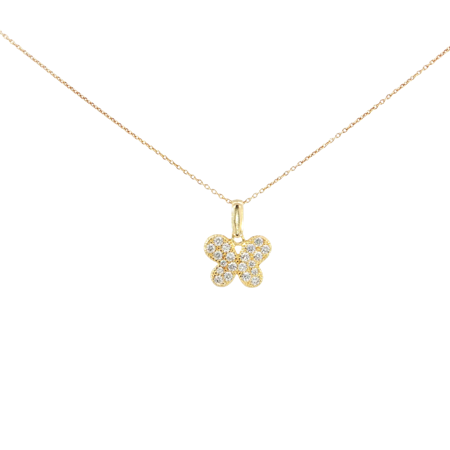 18k Yellow Gold Butterfly Charm Necklace