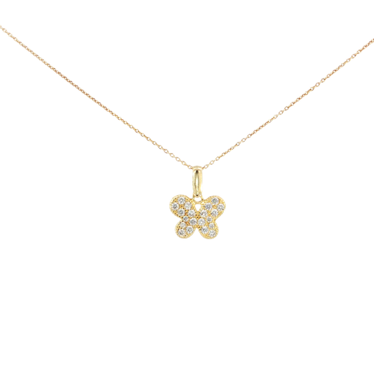 18k Yellow Gold Butterfly Charm Necklace