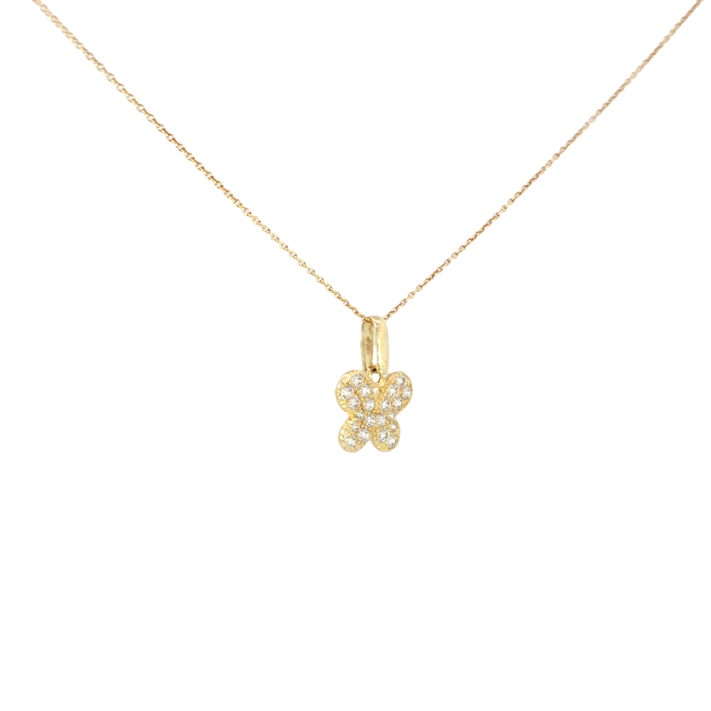 18k Yellow Gold Butterfly Charm Necklace