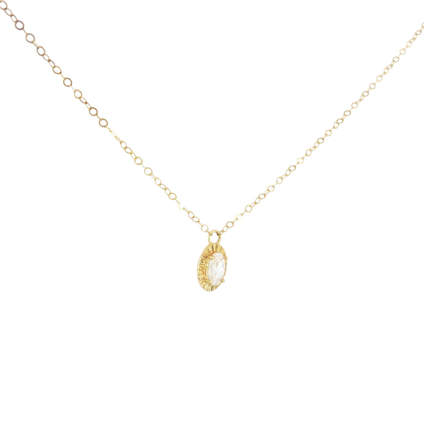 Oval-Cut stone Charm Necklace in 18k Yellow Gold