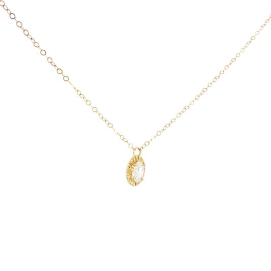 Oval-Cut stone Charm Necklace in 18k Yellow Gold