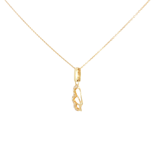 18k Yellow Gold Charm Necklace with Cubic Zirconia