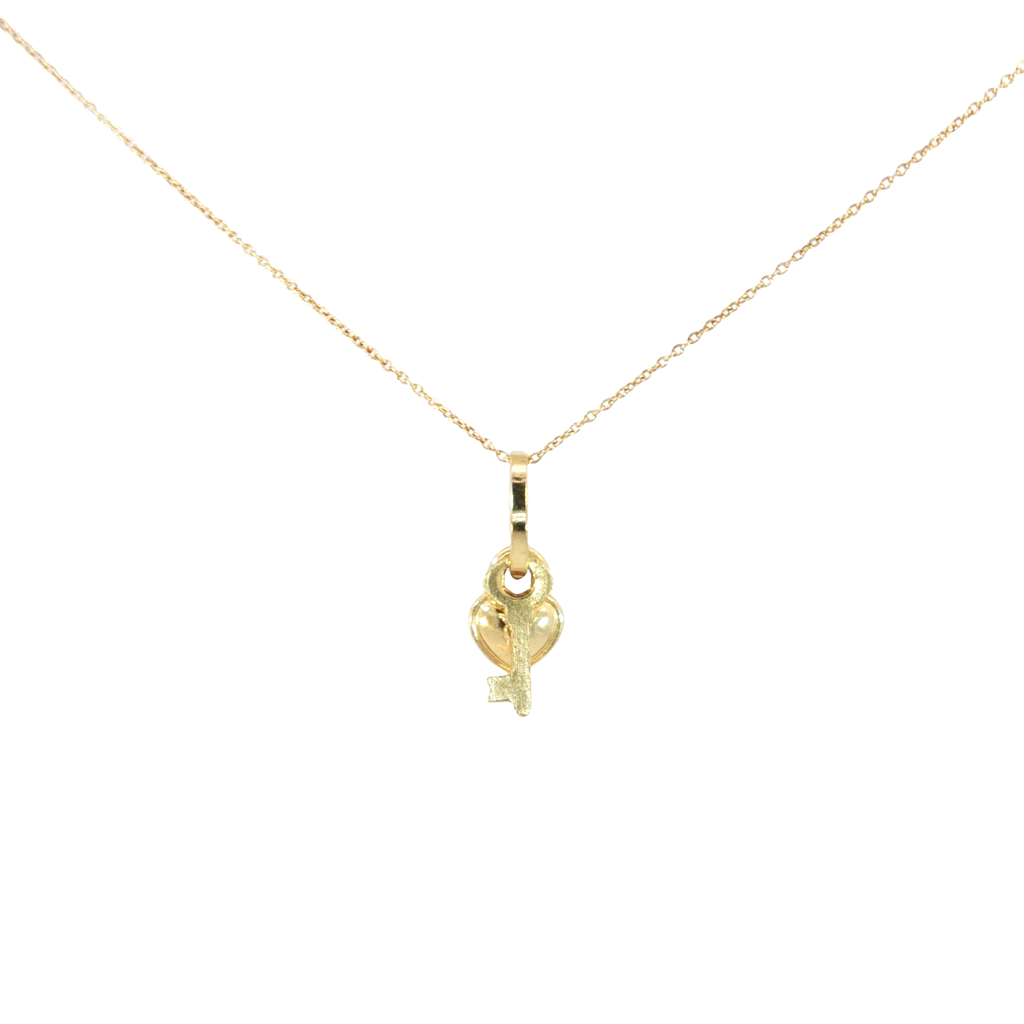 18k Whimsical Heart & Key Yellow Gold Charm Necklace