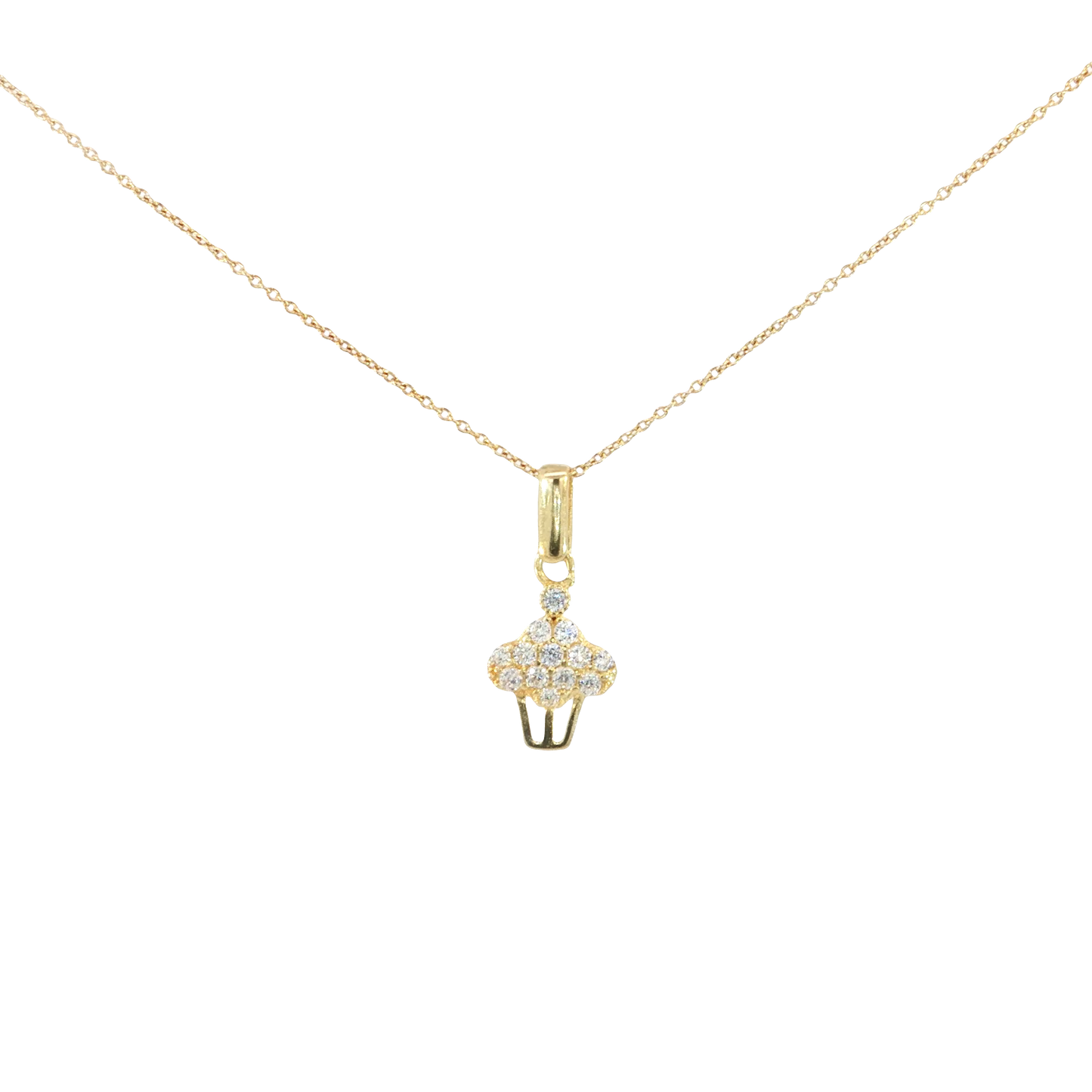 18k Yellow Gold Cupcake Charm Necklace