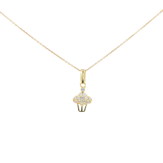 18k Yellow Gold Cupcake Charm Necklace