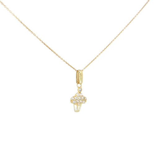 18k Yellow Gold Cupcake Charm Necklace