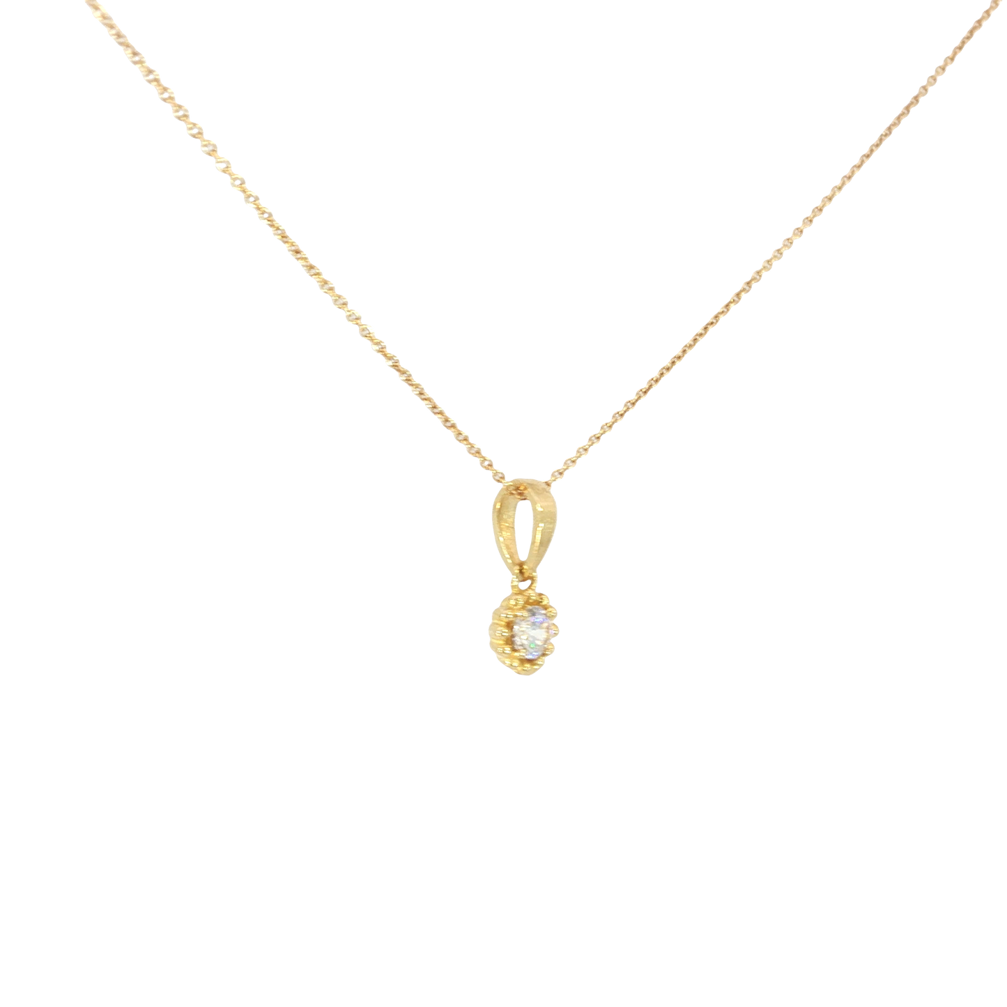 18k Yellow Gold Necklace with Round Brilliant Charm