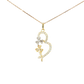 18k Yellow Gold Heart and Clover Charm Necklace