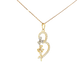 18k Yellow Gold Heart and Clover Charm Necklace