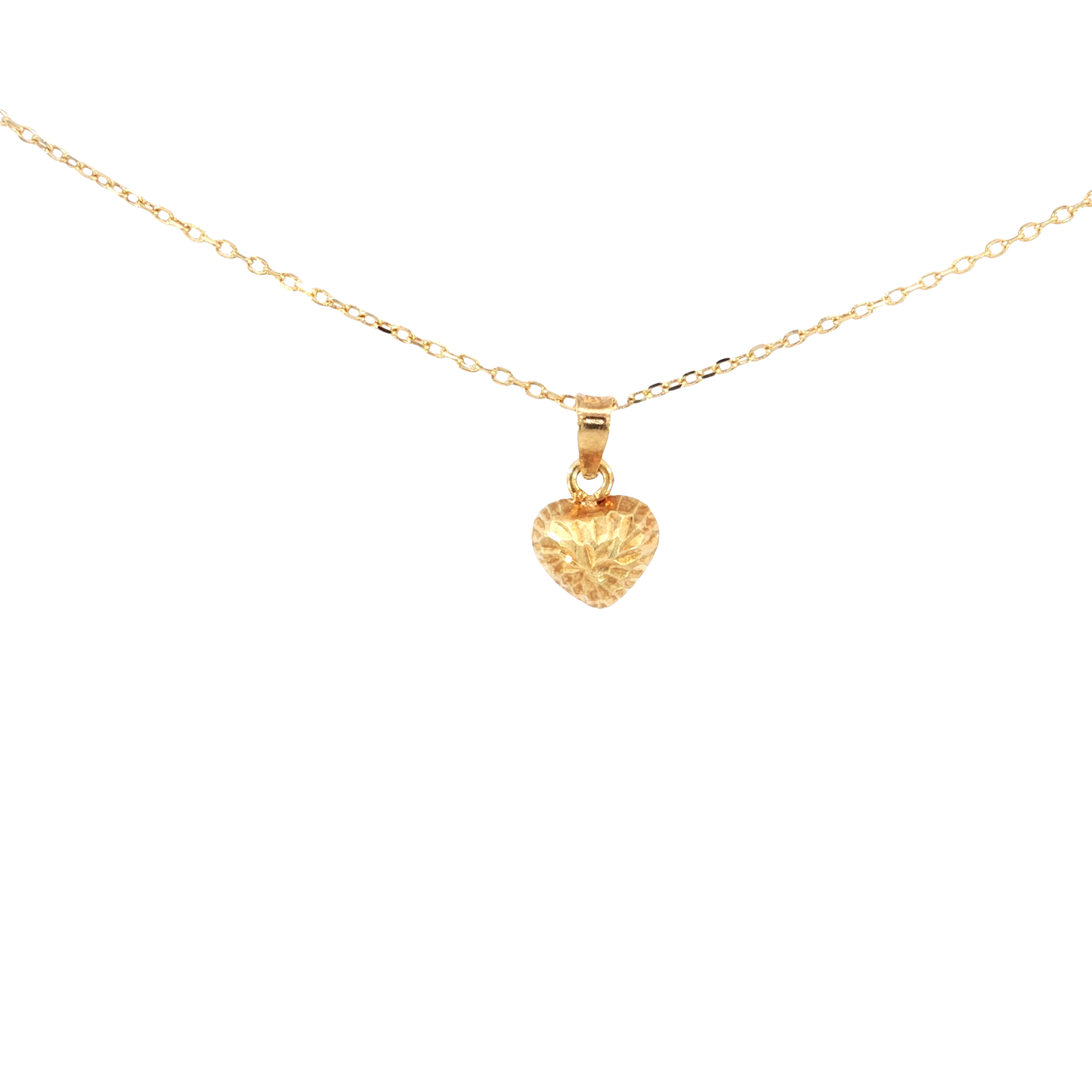 18k Yellow Gold Heart Charm Necklace