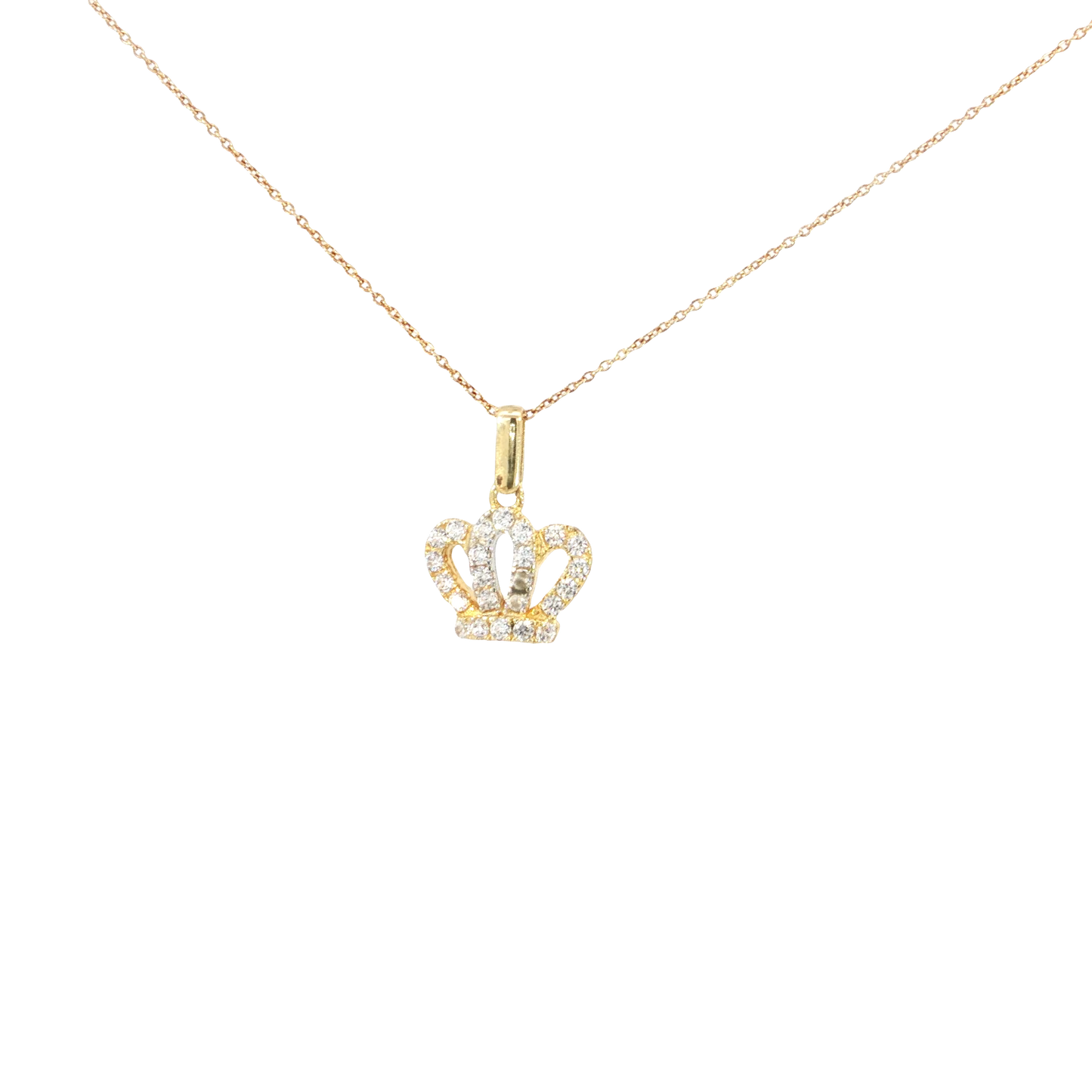 Crown Charm Necklace in 18k Yellow Gold