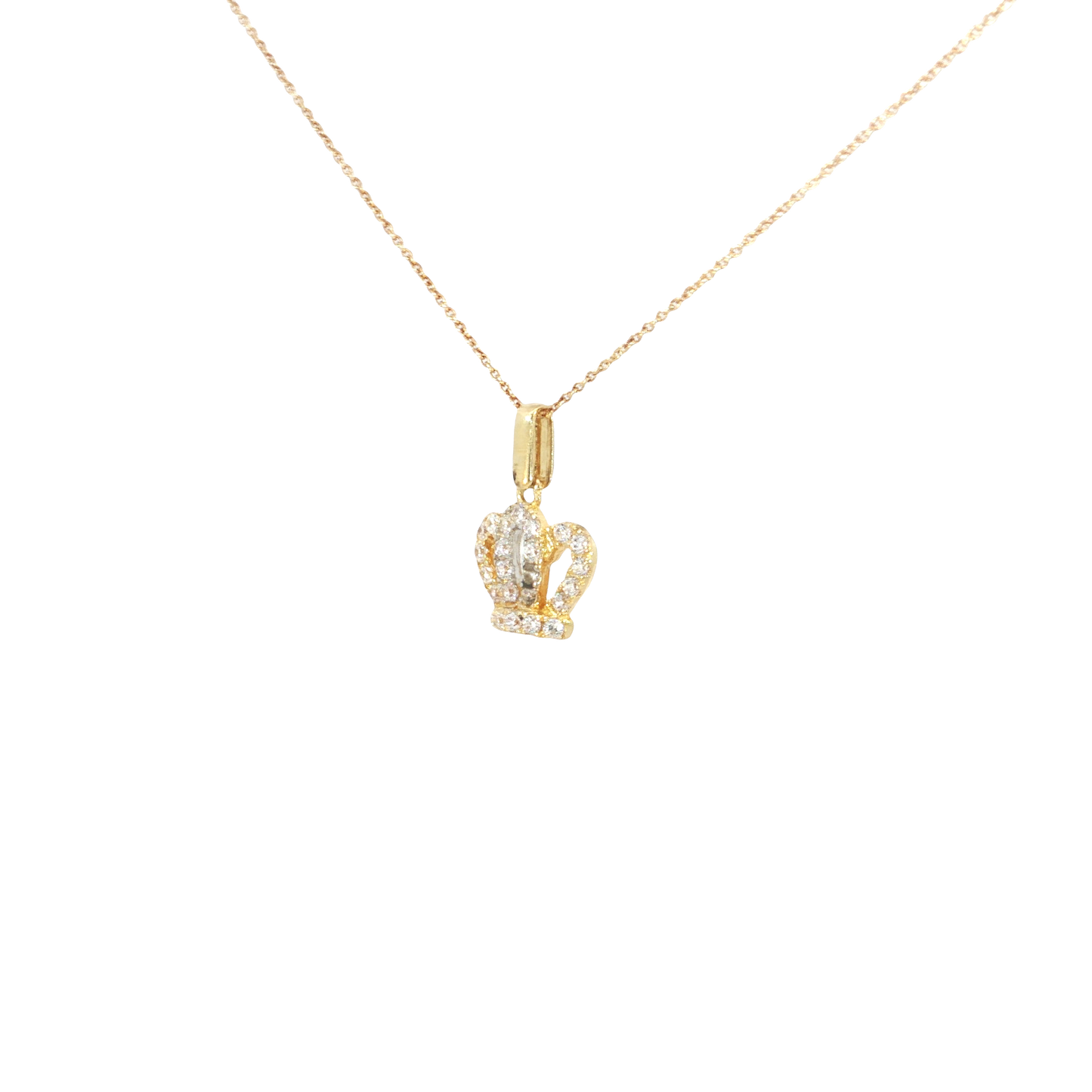 Crown Charm Necklace in 18k Yellow Gold