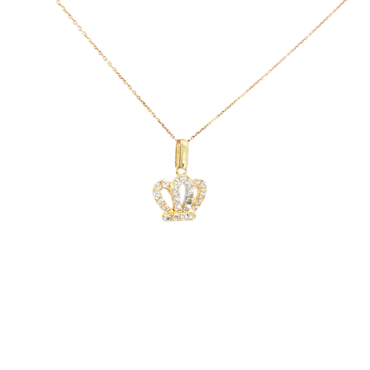 Crown Charm Necklace in 18k Yellow Gold