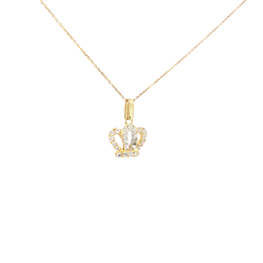 Crown Charm Necklace in 18k Yellow Gold