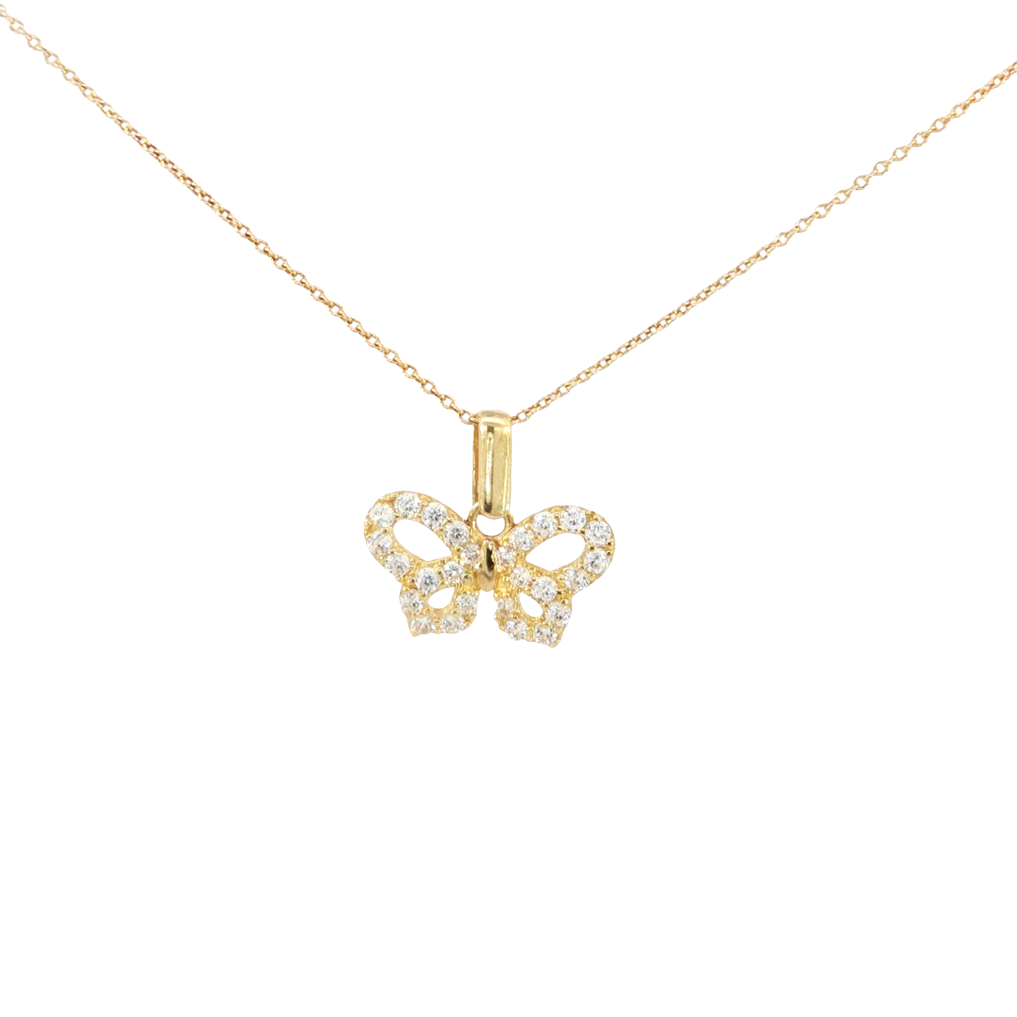 18k Yellow Gold Butterfly Charm Necklace