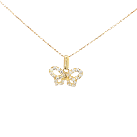 18k Yellow Gold Butterfly Charm Necklace