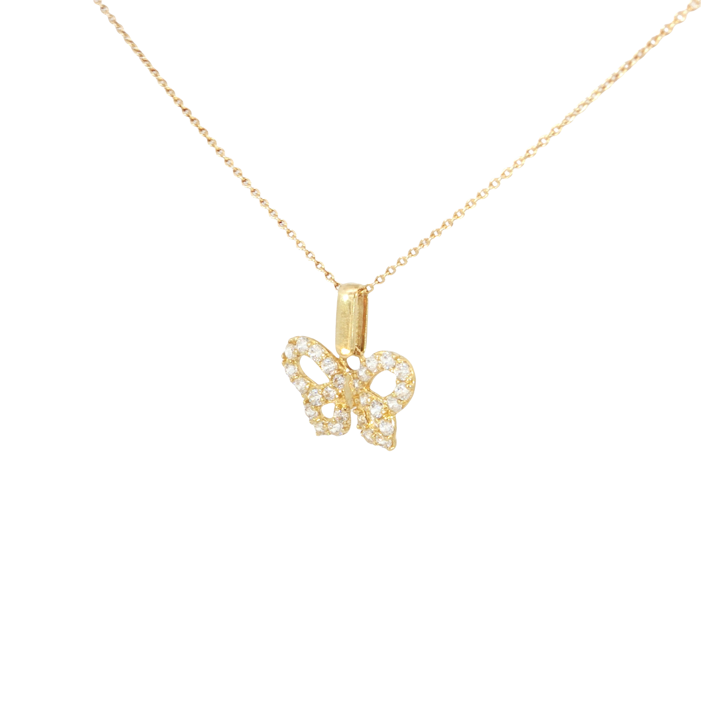 18k Yellow Gold Butterfly Charm Necklace