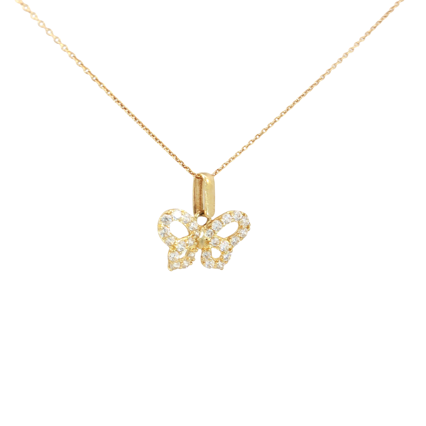 18k Yellow Gold Butterfly Charm Necklace