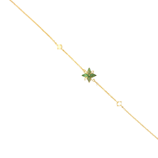 Single Emerald Toleen with Bahraini Pearls Bracelet