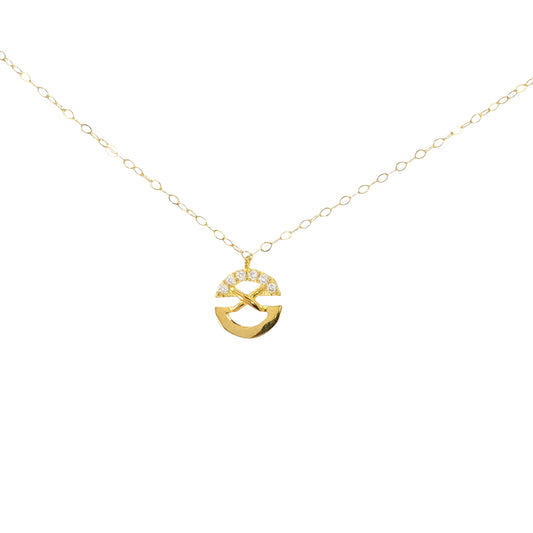 21k Yellow Gold Charm with CZ Necklace
