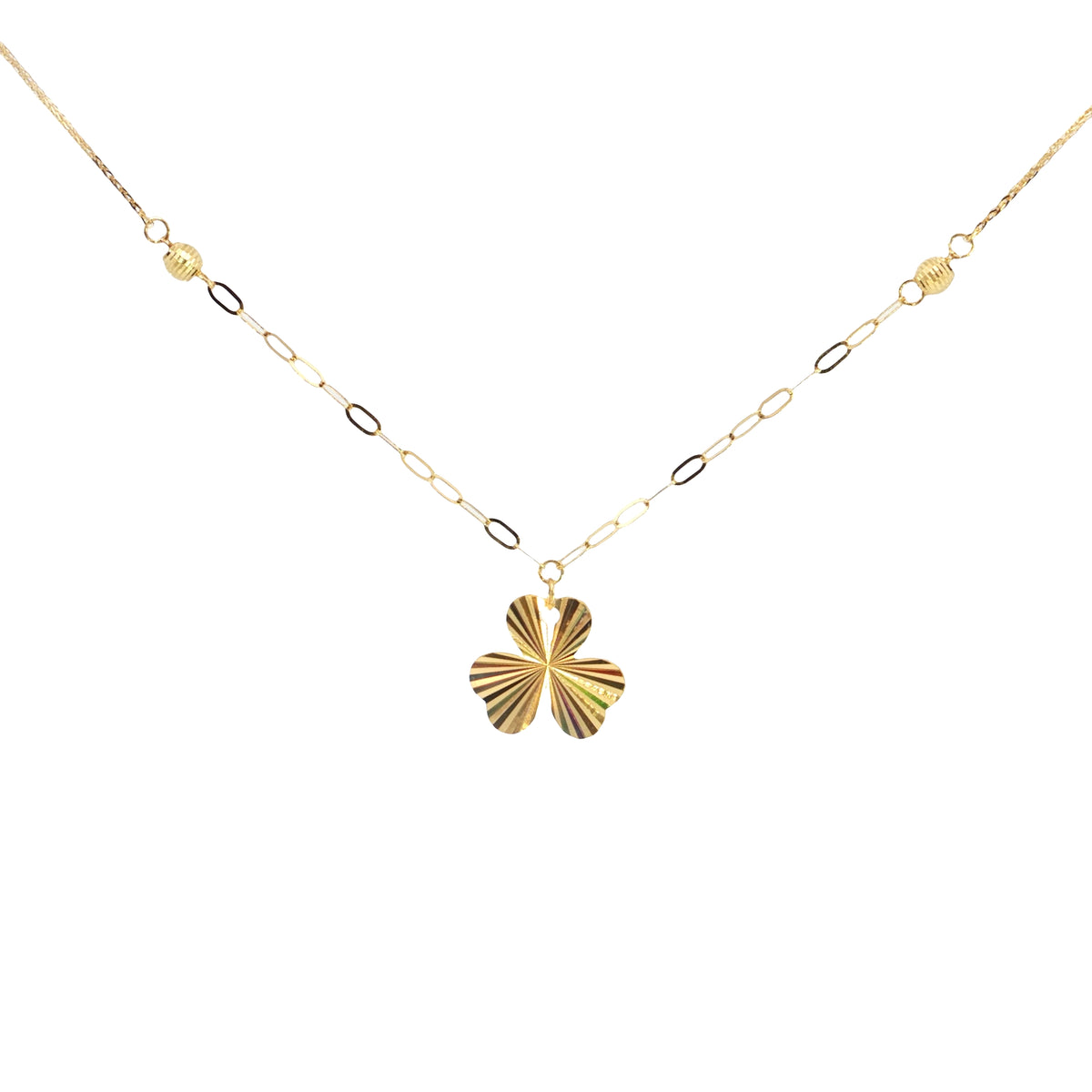 Textured Clover Charm Necklace