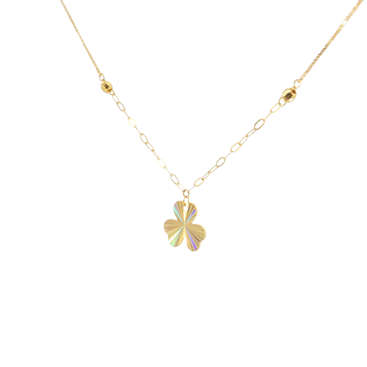 Textured Clover Charm Necklace
