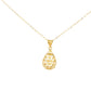 Yellow Gold Filigree Pear Drop Pendant Necklace with Cable Chain