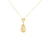 Yellow Gold Filigree Pear Drop Pendant Necklace with Cable Chain