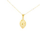 Yellow Gold Filigree Marquise Pendant Necklace with Cable Chain