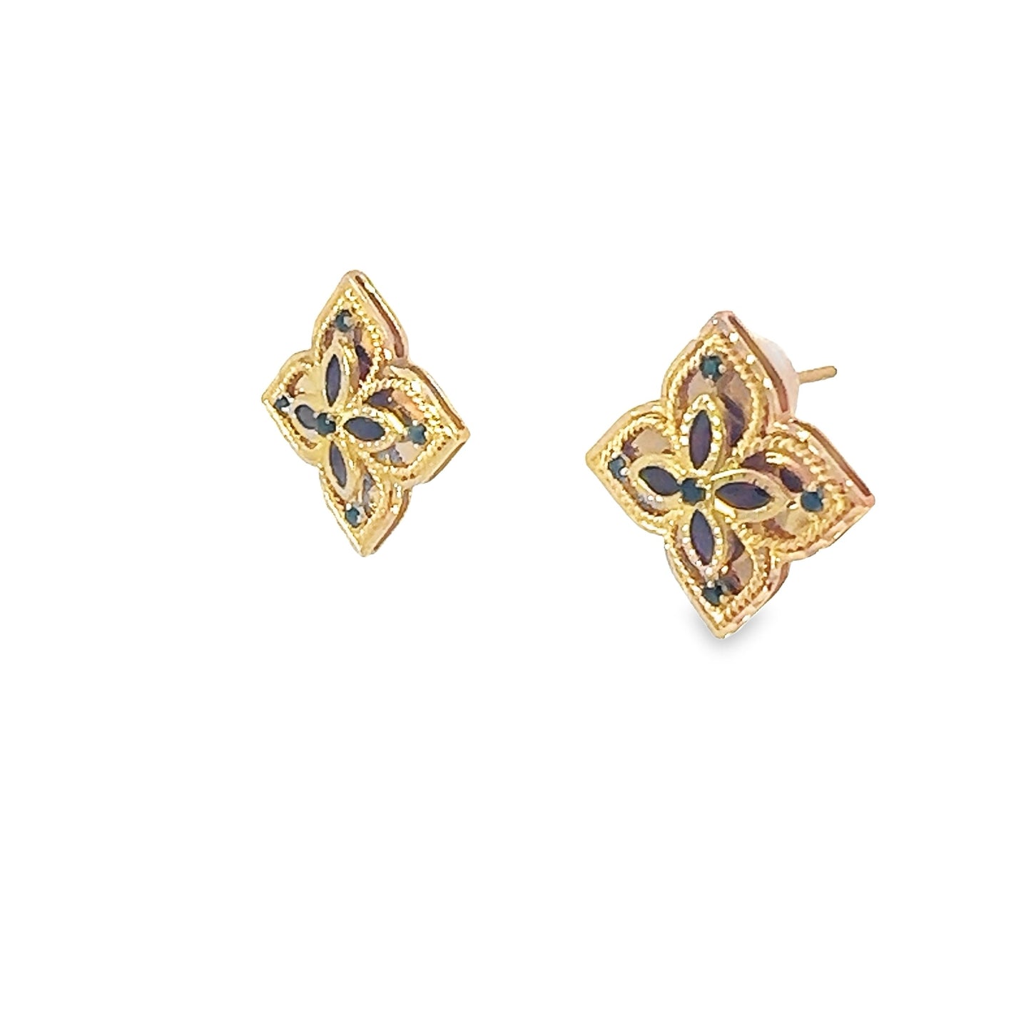 Turath Collection: 21k Flower Earrings - Colorful
