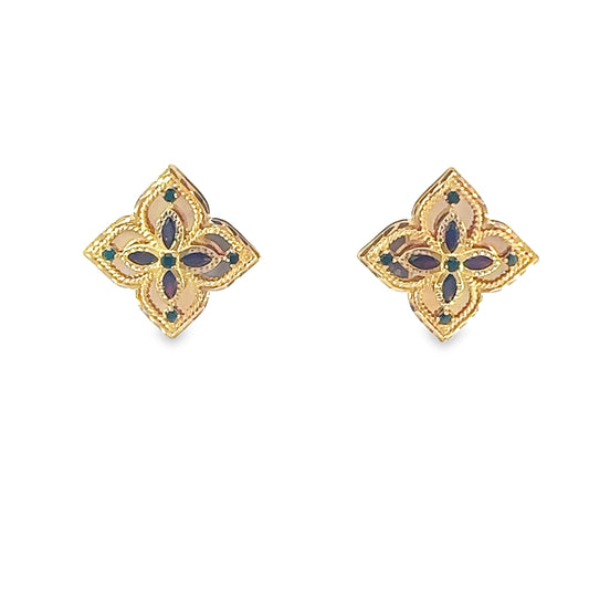 Turath Collection: 21k Flower Earrings - Colorful