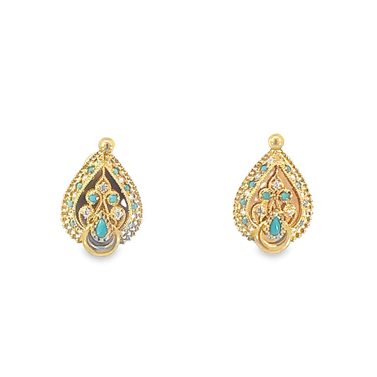 Turath Collection: 21k Earrings - Turquoise