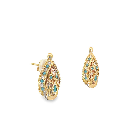 Turath Collection: 21k Earrings - Turquoise