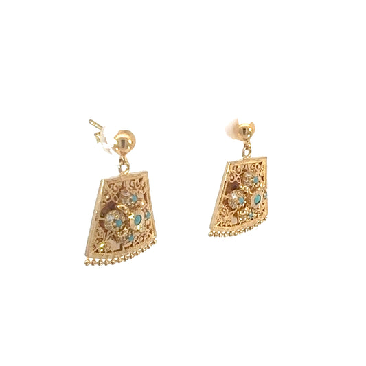 Turath Collection: 21k Earrings - Turquoise