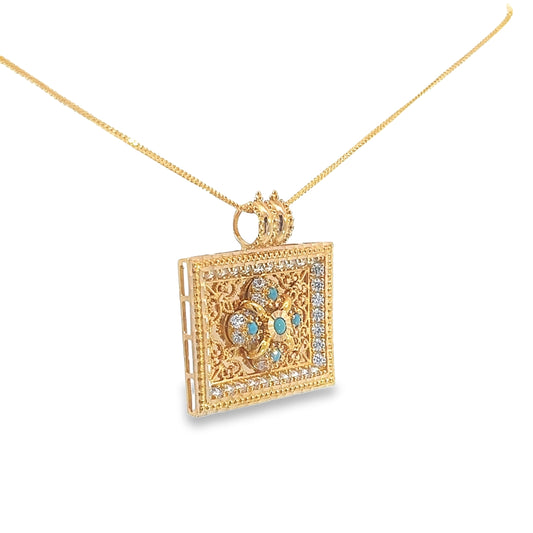 Turath Collection: 21k Pendent - Turquoise