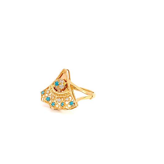 Turath Collection: 21k Fan Ring - Turquoise