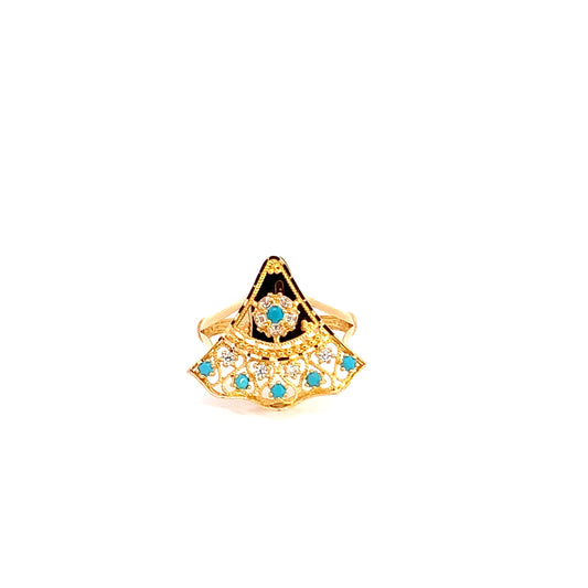 Turath Collection: 21k Fan Ring - Turquoise