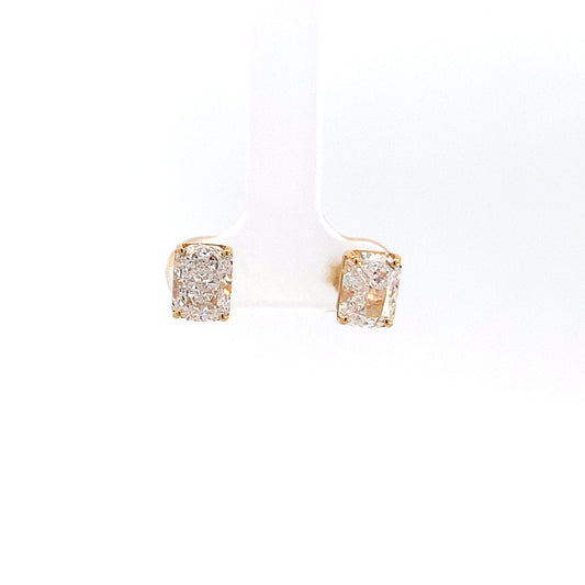 18k Crushed ice solitaire Stud Earrings