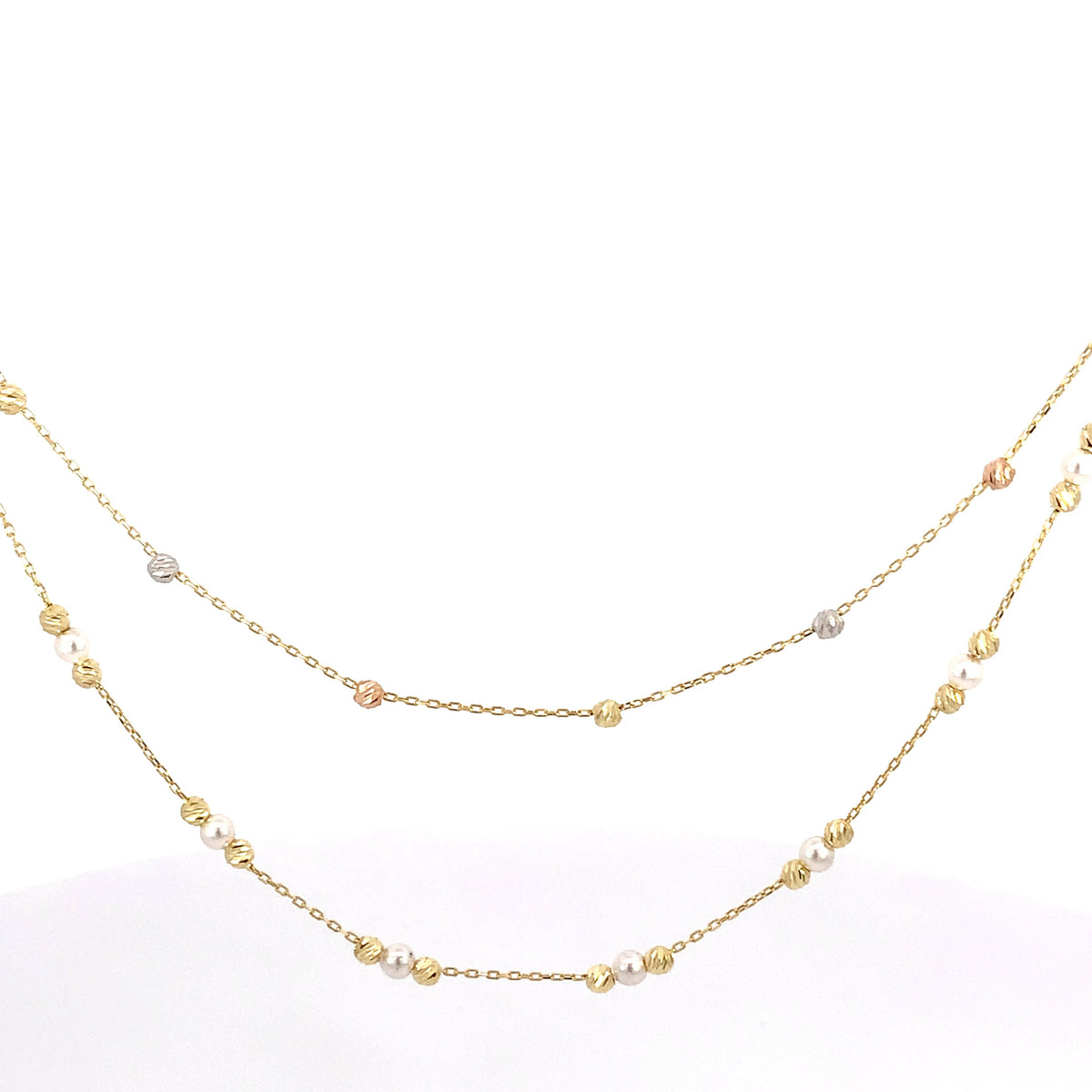 Yellow Gold Necklace with Artificial Pearl